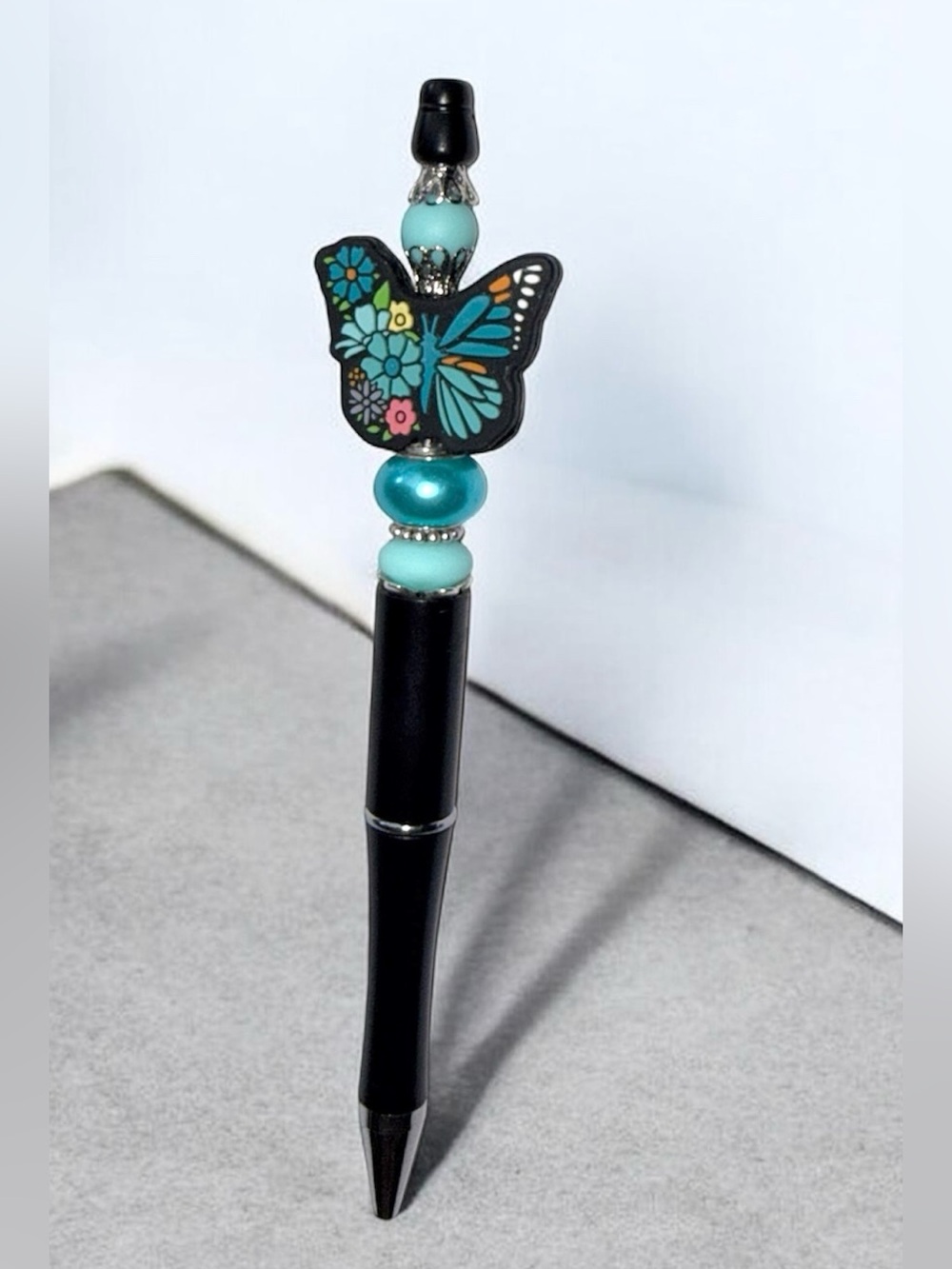 Butterfly Beaded Pen with Turquoise Accents